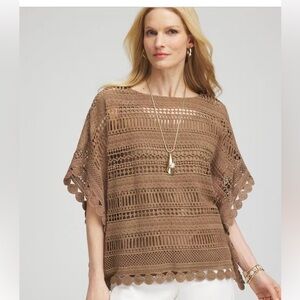 Chico's Brown Crochet Poncho